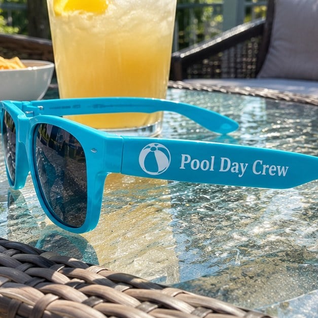Customer photo of custom pool party sunglasses